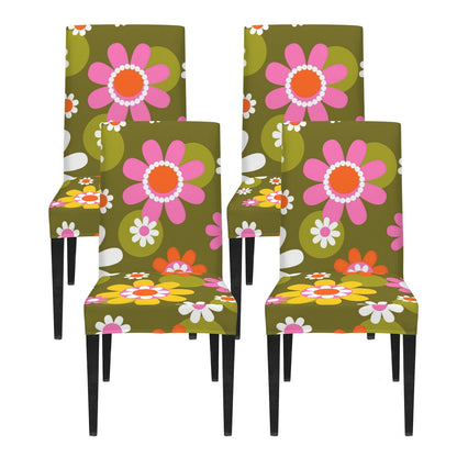 Kate McEnroe New York Groovy Flower Power Dining Chair Slipcover, Retro 70s Floral CoverChair SlipcoversD3321932