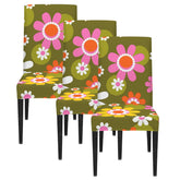 Kate McEnroe New York Groovy Flower Power Dining Chair Slipcover, Retro 70s Floral CoverChair SlipcoversD3321933