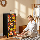 Kate McEnroe New York Groovy Flower Power Dresser, 70s Hippie Floral Chest, Retro Boho Storage Cabinet, Mid Century Modern Funky FurnitureDressersgBtEsXccCA
