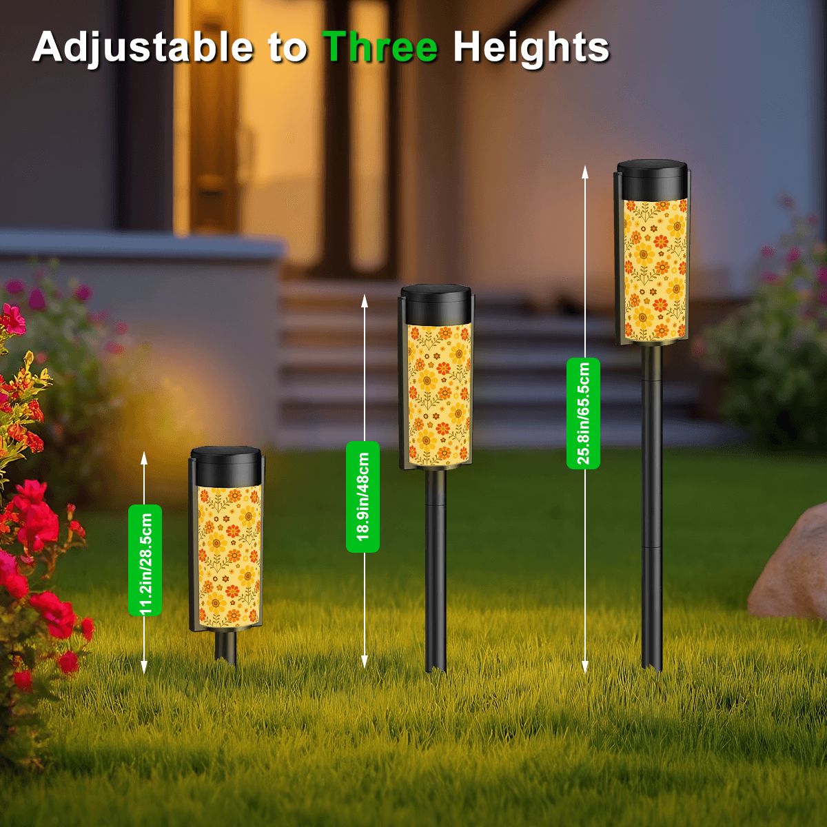 Kate McEnroe New York Groovy Flower Power Outdoor Solar Lights Set of 4, Retro Vintage Floral Garden Pathway LightingSolar Garden Stake Lights8TD08n8np3