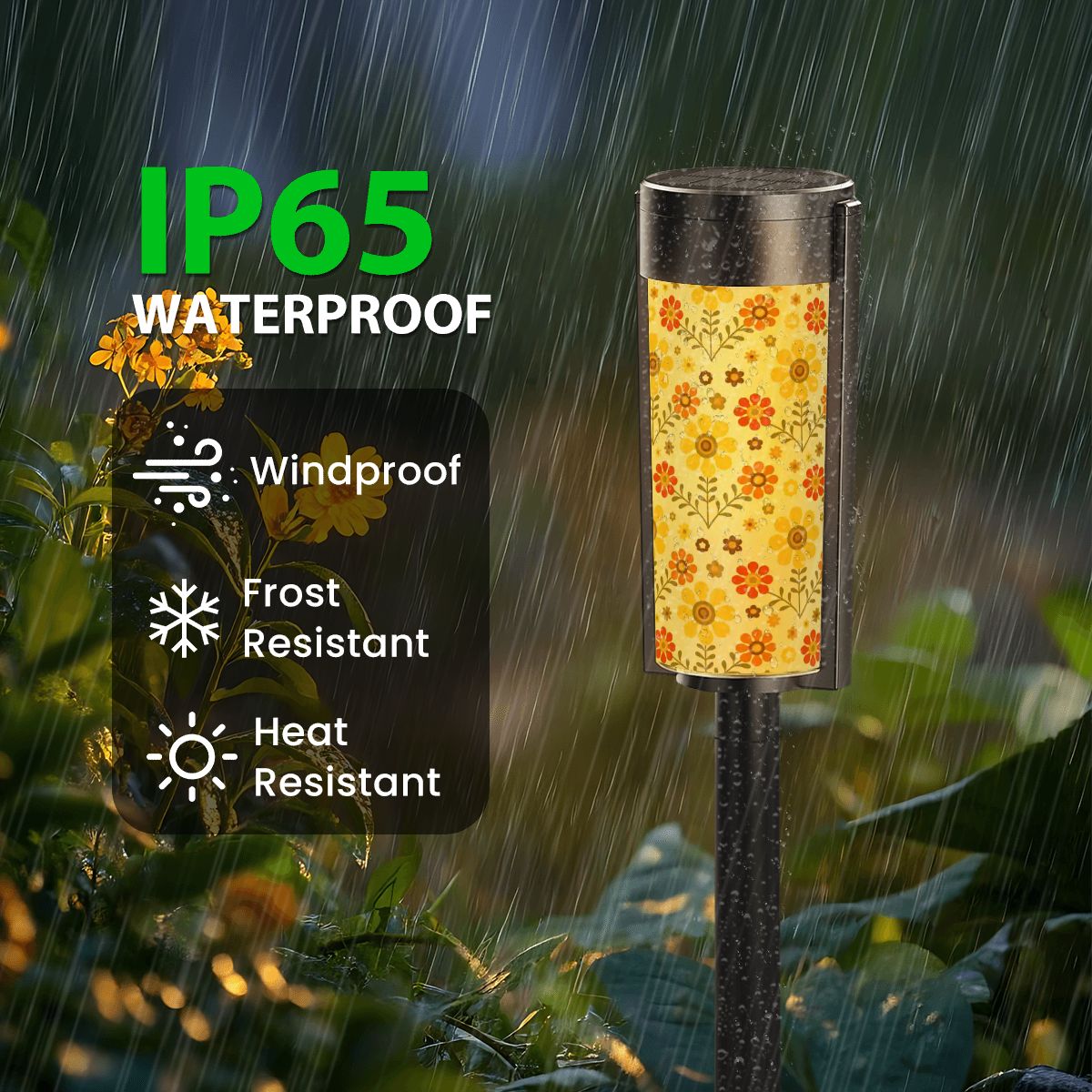 Kate McEnroe New York Groovy Flower Power Outdoor Solar Lights Set of 4, Retro Vintage Floral Garden Pathway LightingSolar Garden Stake Lights8TD08n8np3