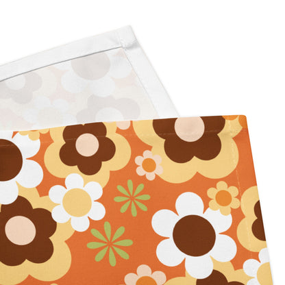Kate McEnroe New York Groovy Flower Power Retro 70s Cloth Napkins, Mid Century Modern Orange Green Brown Dining LinensNapkins2039816_17399