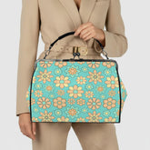 Kate McEnroe New York Groovy Flower Power Retro 70s Daisy Vintage Turquoise Kisslock PurseCrossbody BagsD3266997