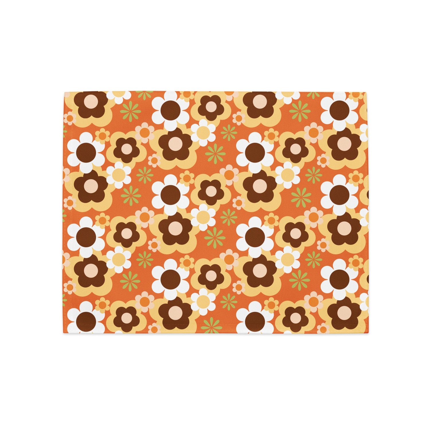 Kate McEnroe New York Groovy Flower Power Retro 70s Placemats Set of 4, Mid Century Modern Orange Green Brown Dining Table DecorPlacemats7907583_17484