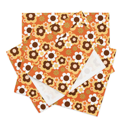 Kate McEnroe New York Groovy Flower Power Retro 70s Placemats Set of 4, Mid Century Modern Orange Green Brown Dining Table DecorPlacemats7907583_17484