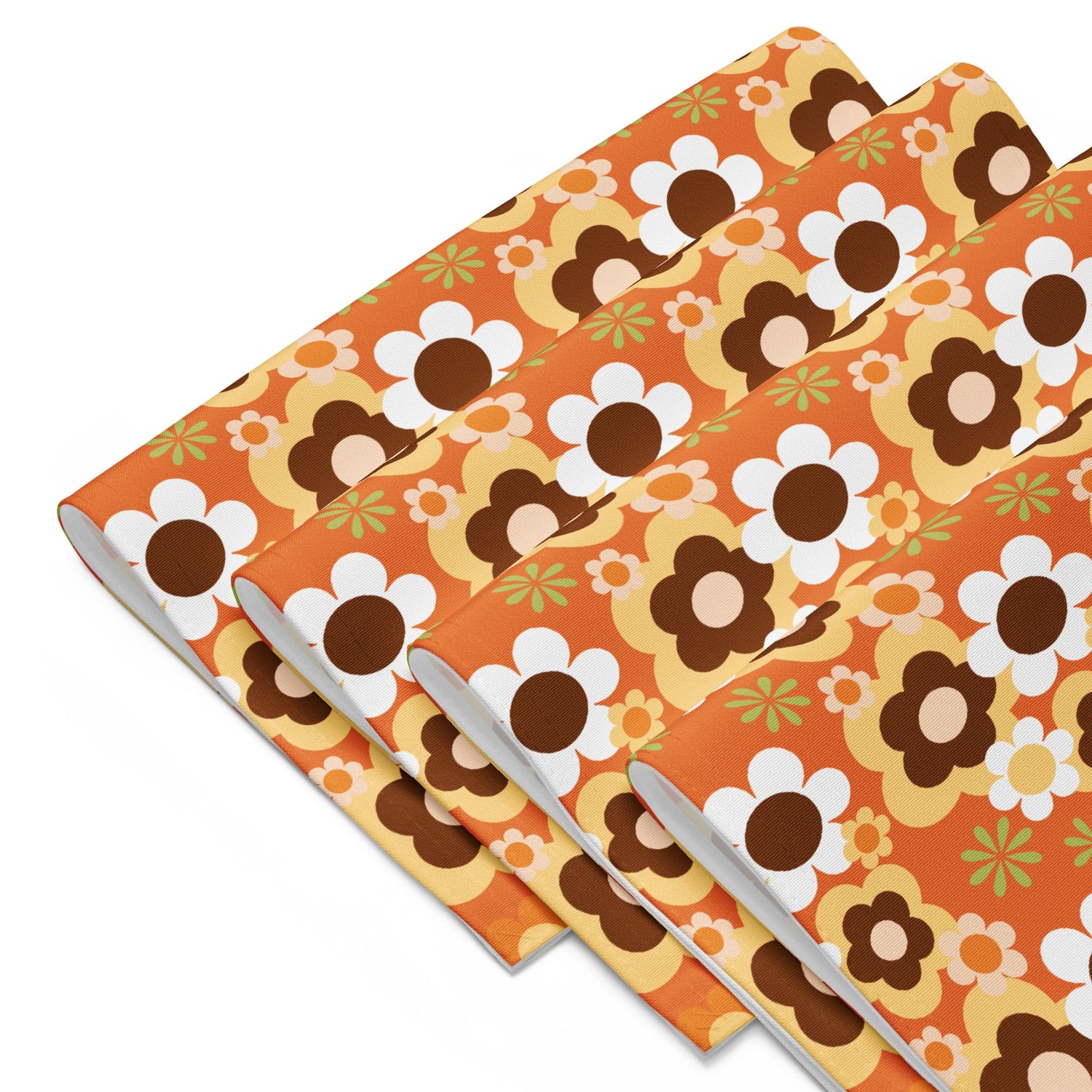 Kate McEnroe New York Groovy Flower Power Retro 70s Placemats Set of 4, Mid Century Modern Orange Green Brown Dining Table DecorPlacemats7907583_17484