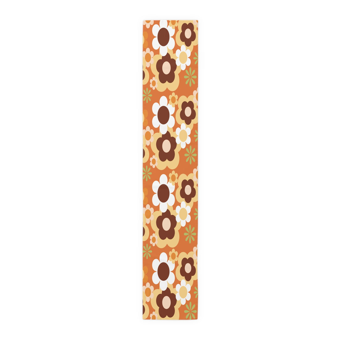 Kate McEnroe New York Groovy Flower Power Retro 70s Table Runner, Mid Century Modern Orange Green Brown Dining AccentTable Runners12617181063660468437
