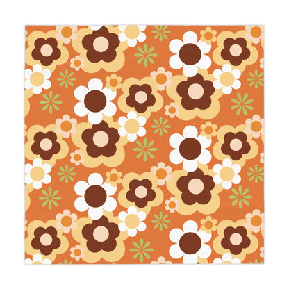 Kate McEnroe New York Groovy Flower Power Retro 70s Tablecloth, Mid Century Modern Orange Green Brown Dining DecorTablecloths27034494063447663189