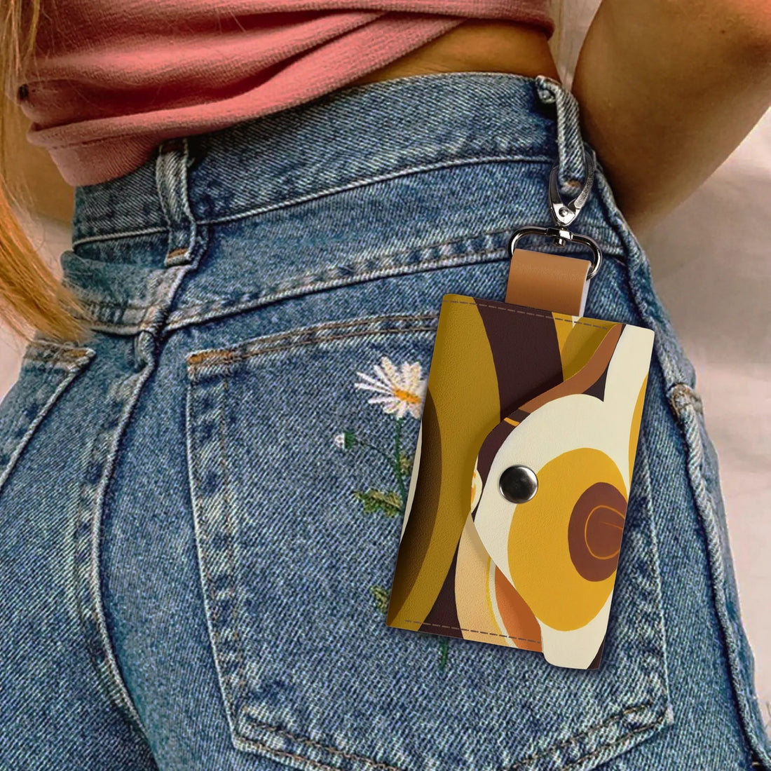 Kate McEnroe New York Groovy Flower Power Retro Keychain Wallet, Vintage Cardholder, Funky Small Bag AccessoryKeyChain WalletNO9OLP2Y - 1