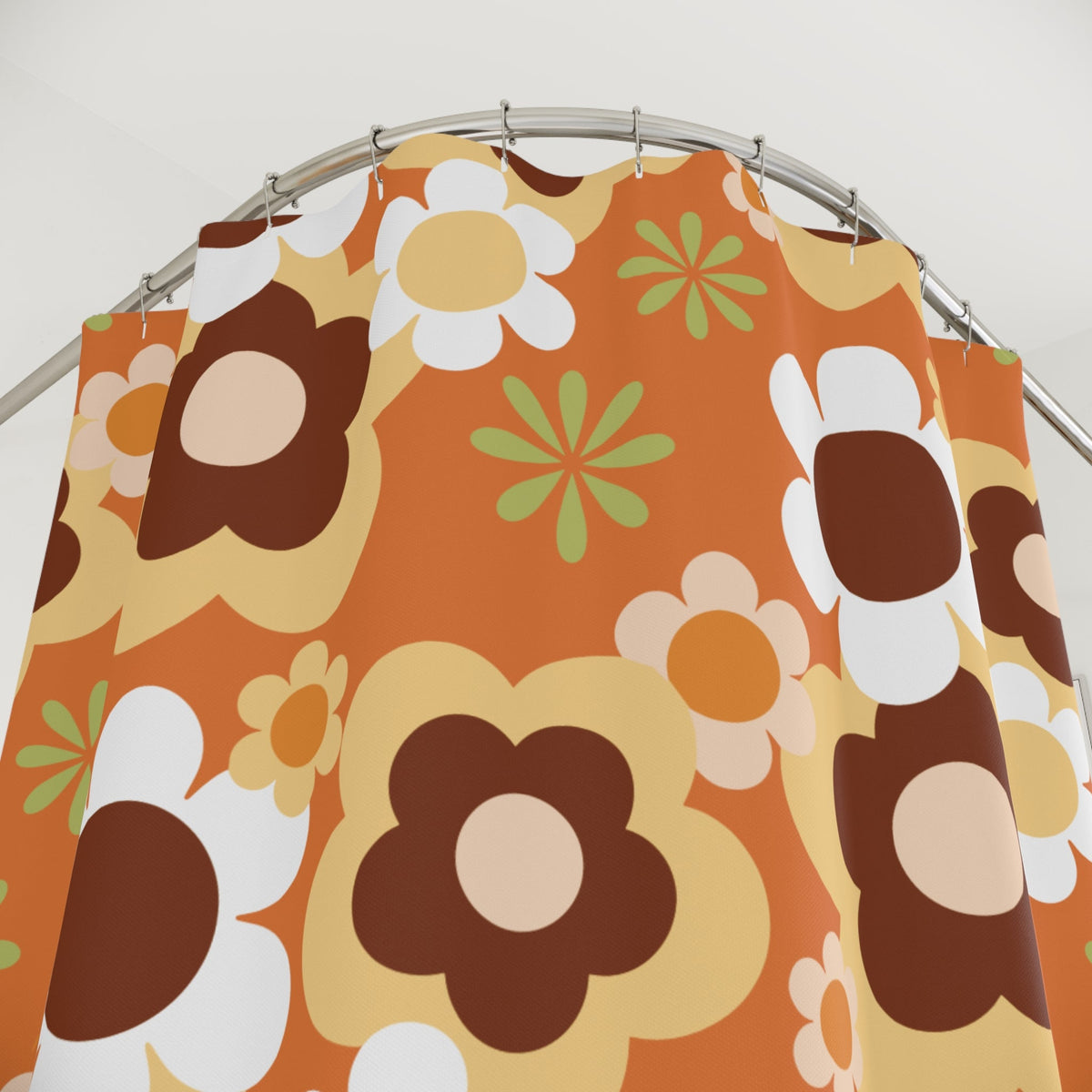 Kate McEnroe New York Groovy Flower Power Shower Curtain, Mid Century Modern Retro 70s Bathroom DecorShower Curtains24722831152091689508