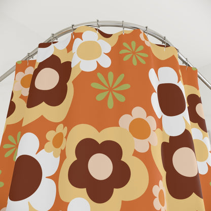 Kate McEnroe New York Groovy Flower Power Shower Curtain, Mid Century Modern Retro 70s Bathroom DecorShower Curtains24722831152091689508