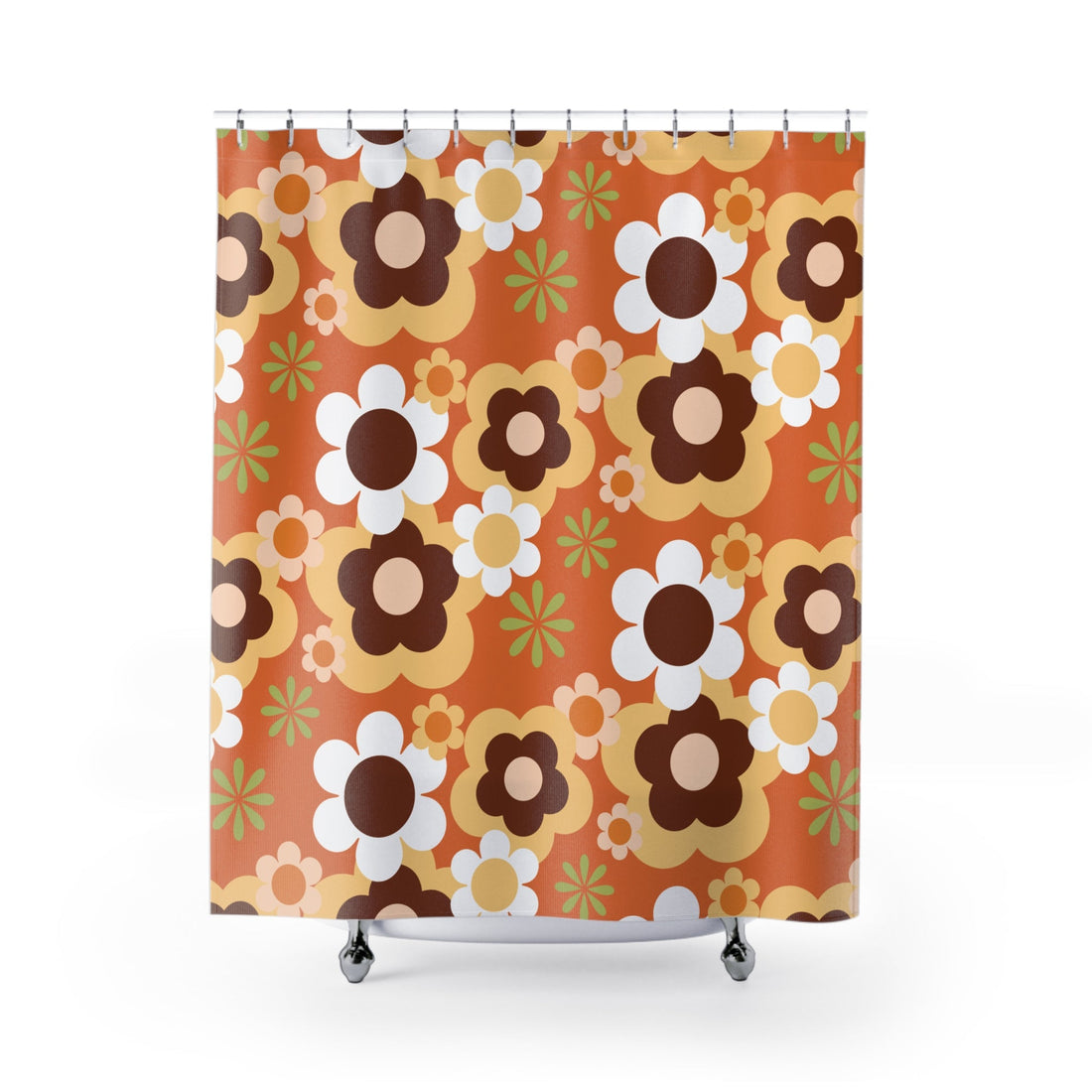 Kate McEnroe New York Groovy Flower Power Shower Curtain, Mid Century Modern Retro 70s Bathroom DecorShower Curtains24722831152091689508
