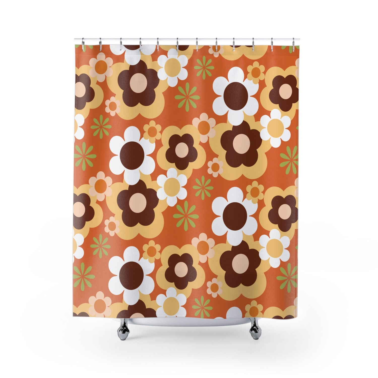 Kate McEnroe New York Groovy Flower Power Shower Curtain, Mid Century Modern Retro 70s Bathroom DecorShower Curtains24722831152091689508