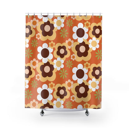Kate McEnroe New York Groovy Flower Power Shower Curtain, Mid Century Modern Retro 70s Bathroom DecorShower Curtains24722831152091689508