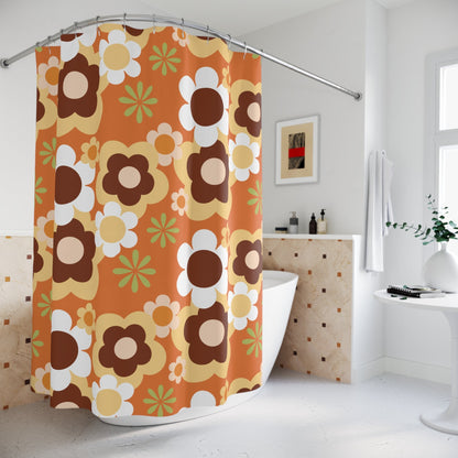 Kate McEnroe New York Groovy Flower Power Shower Curtain, Mid Century Modern Retro 70s Bathroom DecorShower Curtains24722831152091689508