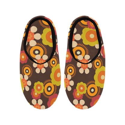 interestprint Groovy Funky Hippie Boho Floral Bedroom Slippers - 681623 Cotton Slippers