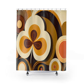 Kate McEnroe New York Groovy Hippie 60s Retro Flower Power Shower Curtains, MCM Funky Yellow, Brown, Beige Boho Bath Decor - 128482023Shower CurtainsS40 - BLD - DSY - 7x7