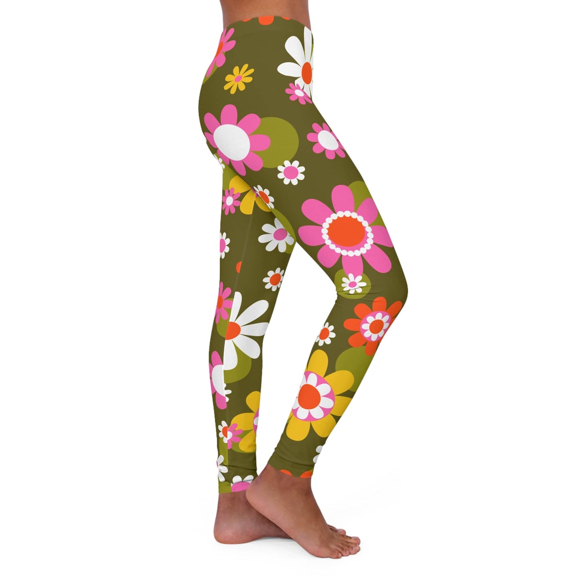 Groovy Hippie 70s Retro Daisy Flower Power Skinny Fit Leggings – Kate  McEnroe New York