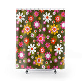 Kate McEnroe New York Groovy Hippie Daisy Flower Power Shower CurtainShower CurtainsS40 - GRP - FPW - 7x7