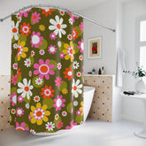 Kate McEnroe New York Groovy Hippie Daisy Flower Power Shower CurtainShower CurtainsS40 - GRP - FPW - 7x7