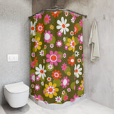 Kate McEnroe New York Groovy Hippie Daisy Flower Power Shower CurtainShower CurtainsS40 - GRP - FPW - 7x9