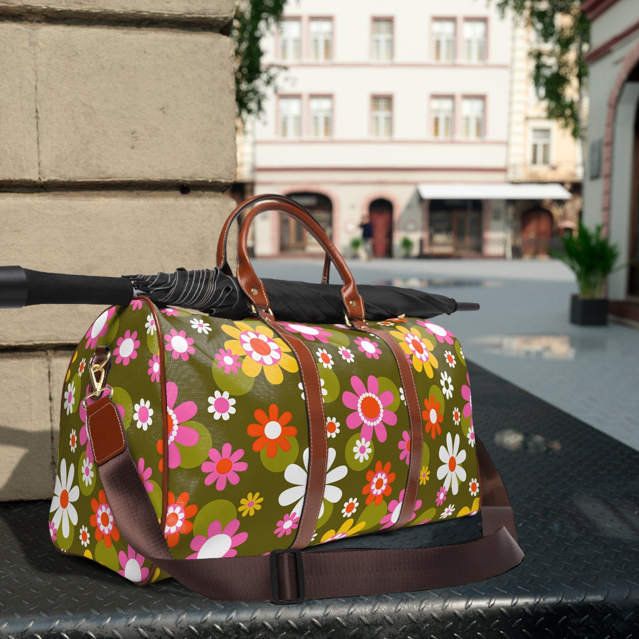 Kate McEnroe New York Groovy Hippie Daisy Flower Power Travel BagDuffel BagsDG1511781DXH2124D