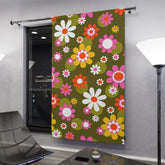 Kate McEnroe New York Groovy Hippie Daisy Flower Power Window Curtains, Retro Mid Mod Floral Curtain Panels, 70s MCM Living Room, Bedroom Window DecorWindow Curtains17769961374204150420