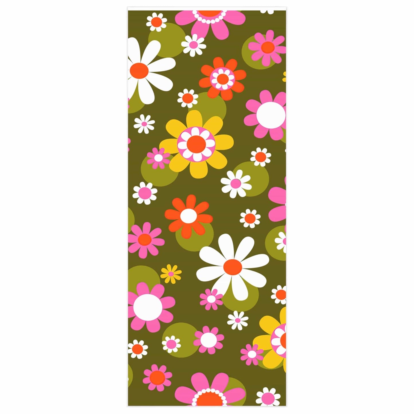 Printify Groovy Hippie Daisy Flower Power Wrapping Paper, Mid Century Modern Retro Gift Wrap Home Decor