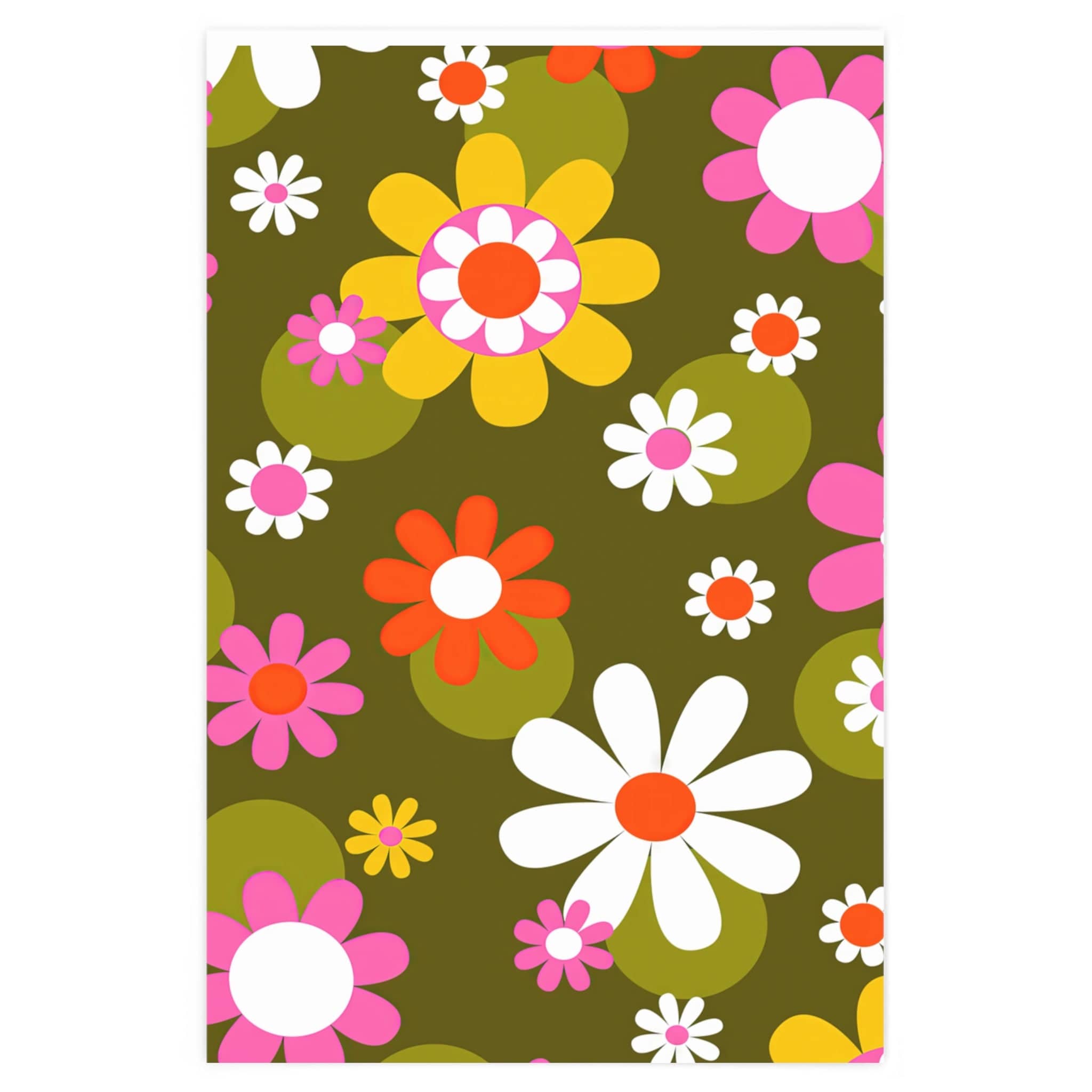 Kate McEnroe New York Groovy Hippie Daisy Flower Power Wrapping Paper, Mid Century Modern Retro Gift WrapWrapping Paper11859082243321882187