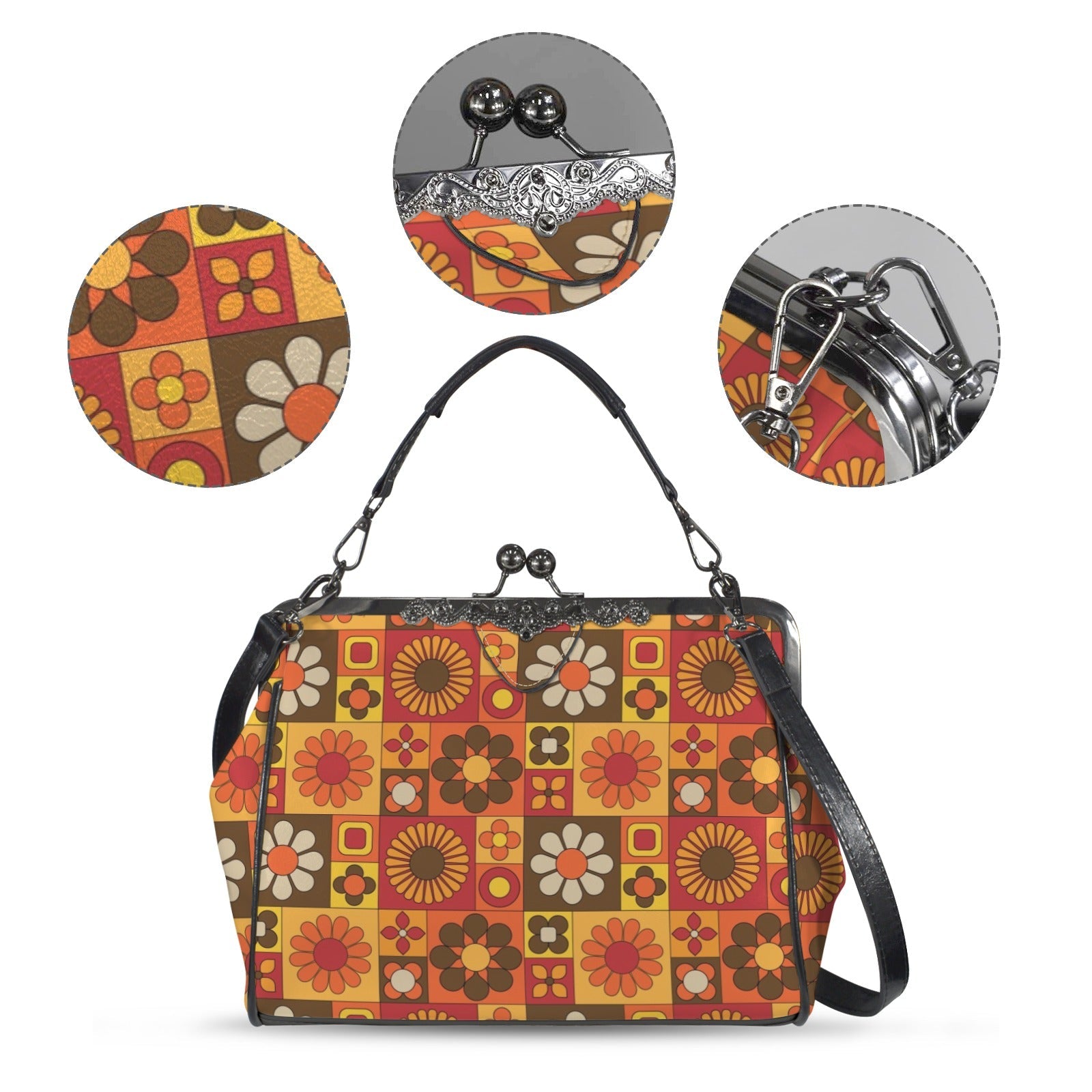 Kate McEnroe New York Groovy Hippie Mod Flower Power Kisslock PurseCrossbody BagsD3276672