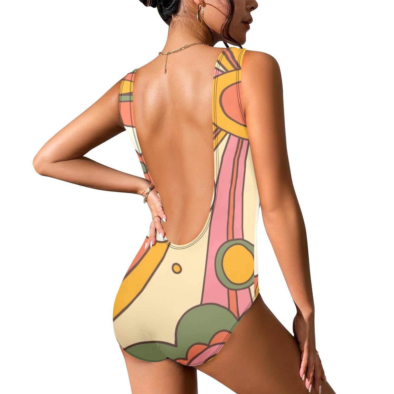 Kate McEnroe New York Groovy Hippie Retro 70s Sunshine Low Back One Piece SwimsuitSwimsuitsD2837163