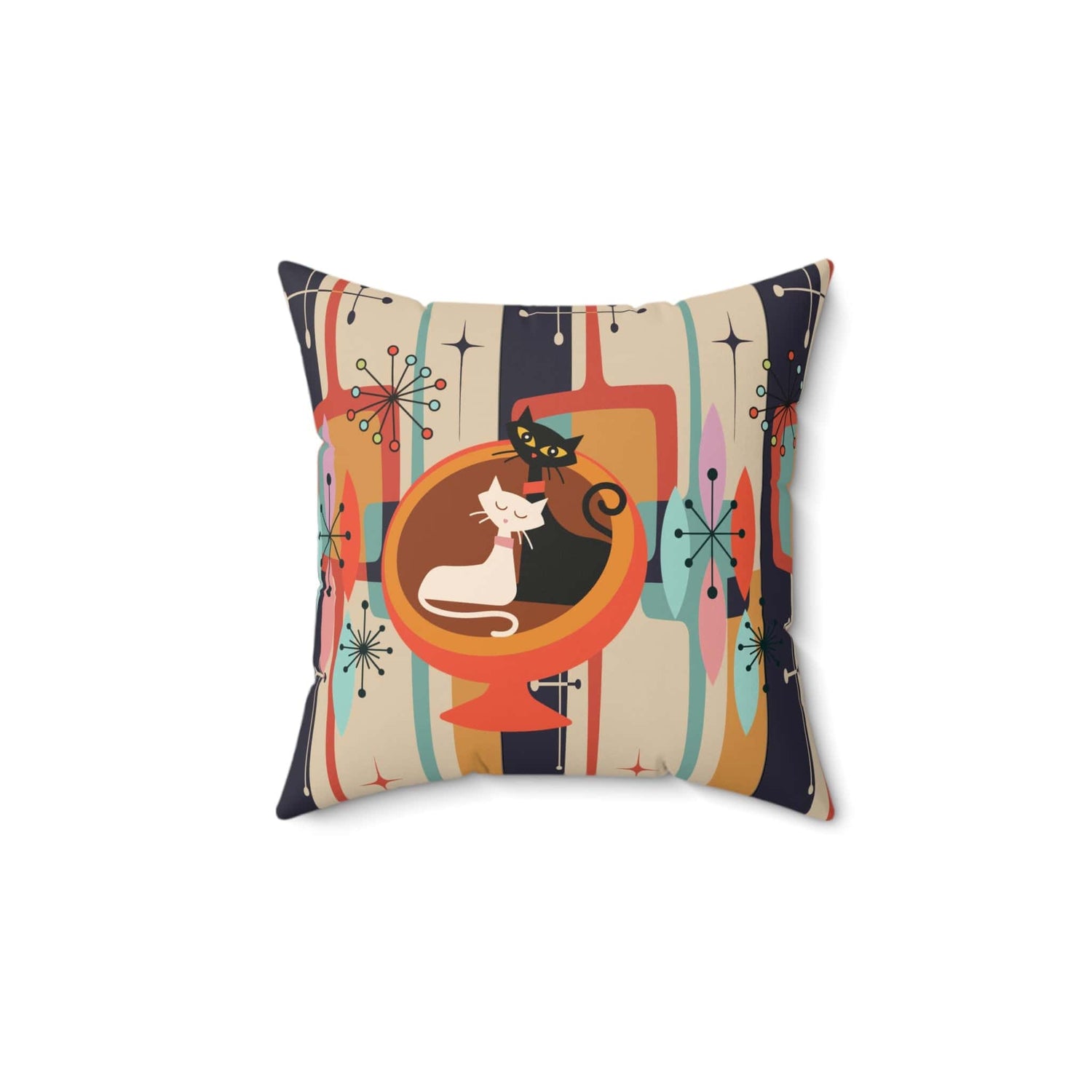 Kate McEnroe New York Groovy Mid Century Modern Atomic Cat Egg Chair Throw Pillow with InsertThrow Pillows24228638806815651089