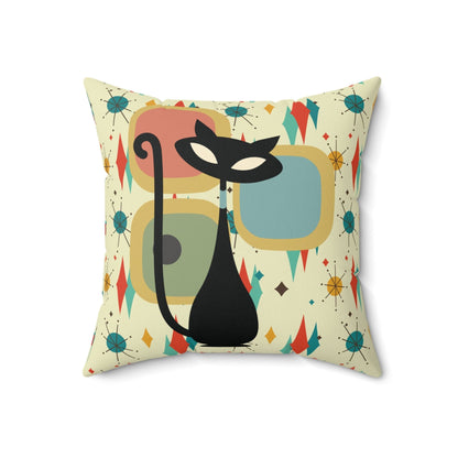 Kate McEnroe New York Groovy Mid Century Modern Atomic Cat Throw Pillow with Insert, Franciscan Diamond Starburst Retro Accent PillowsThrow Pillows22621666890820722728