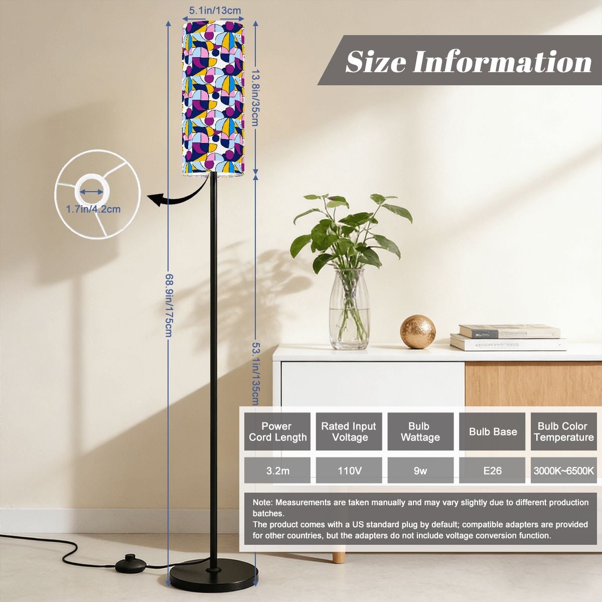Kate McEnroe New York Groovy Mid Century Modern Geometric Cylinder Floor LampSlim Floor LampsB07nRKQifg