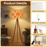 Kate McEnroe New York Groovy Mid Mod Floral Tripod Floor Lamp, Retro 70s Flower Power Drum Shade LightTripod Floor Lampsrhr1aI9eVe
