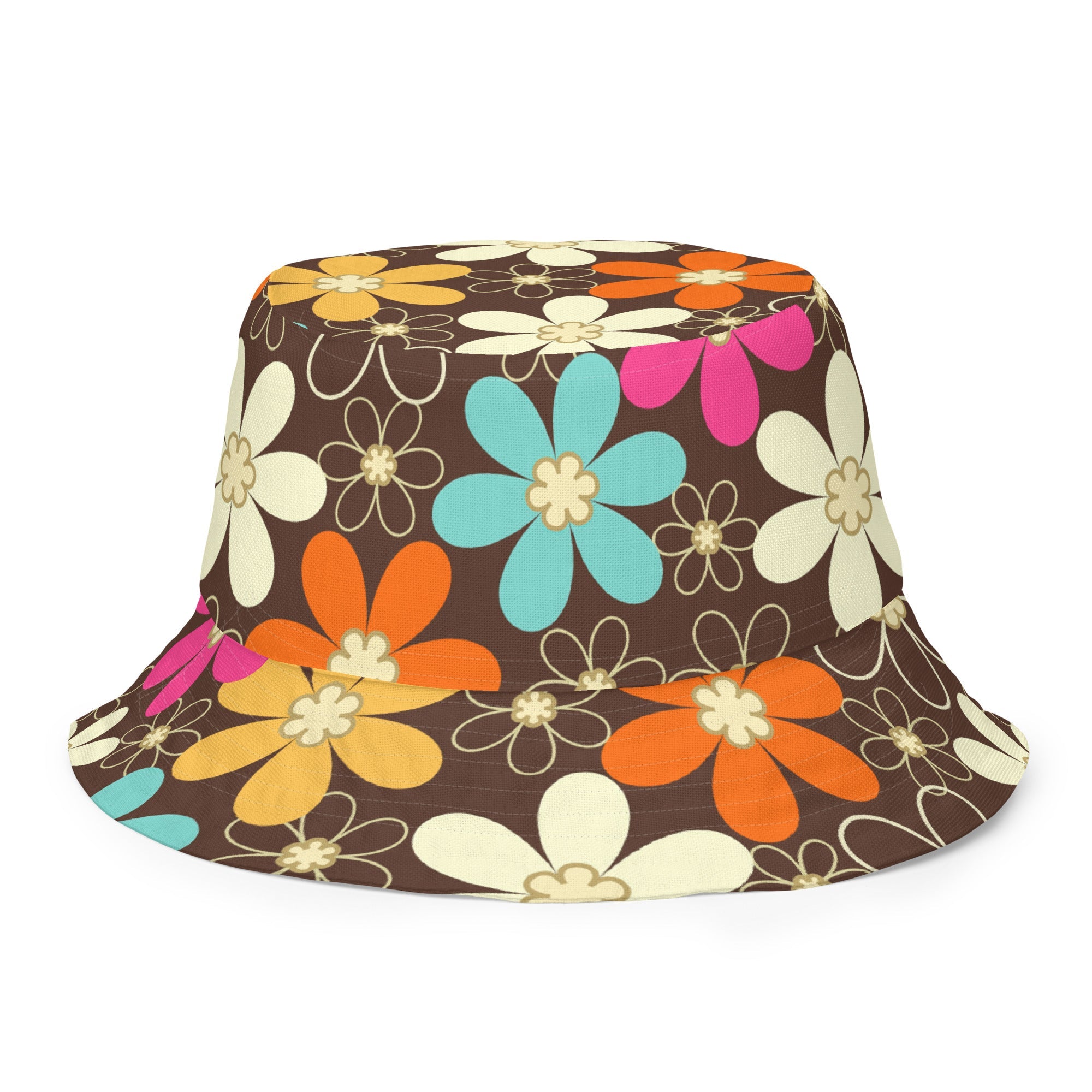 Kate McEnroe New York Groovy Mod Flower Reversible Bucket Hat, Retro 60s MCM Hippie StyleHats8041242_19255