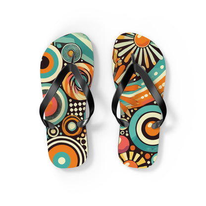 Kate McEnroe New York Groovy Orbs 70s Flip Flops, Retro Psychedelic Beach SandalsFlip Flops15863964066042708885