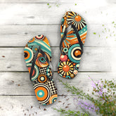 Kate McEnroe New York Groovy Orbs 70s Flip Flops, Retro Psychedelic Beach SandalsFlip Flops21066839245996354486