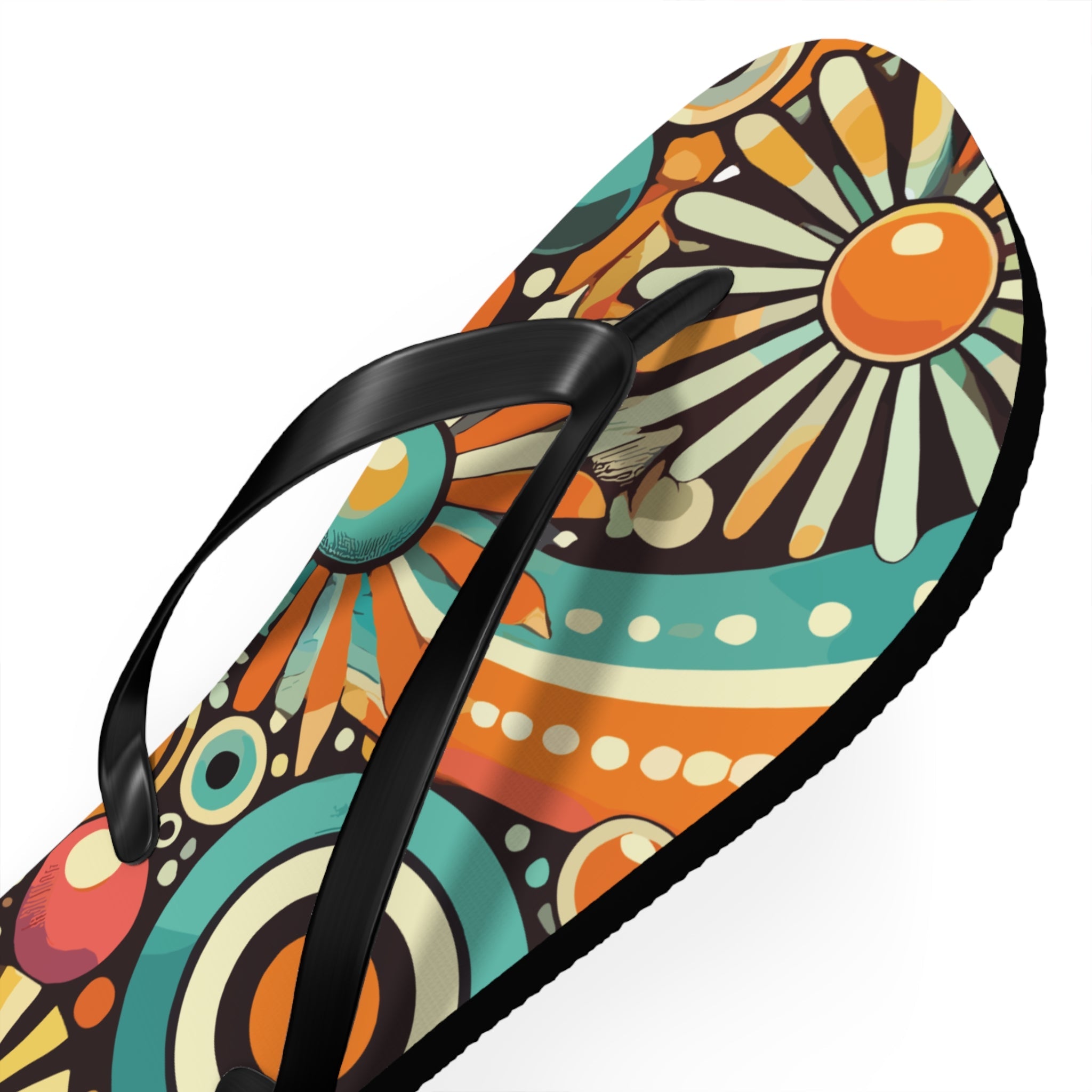 Kate McEnroe New York Groovy Orbs 70s Flip Flops, Retro Psychedelic Beach SandalsFlip Flops98737587492063124339