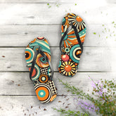Kate McEnroe New York Groovy Orbs 70s Flip Flops, Retro Psychedelic Beach SandalsFlip Flops98737587492063124339