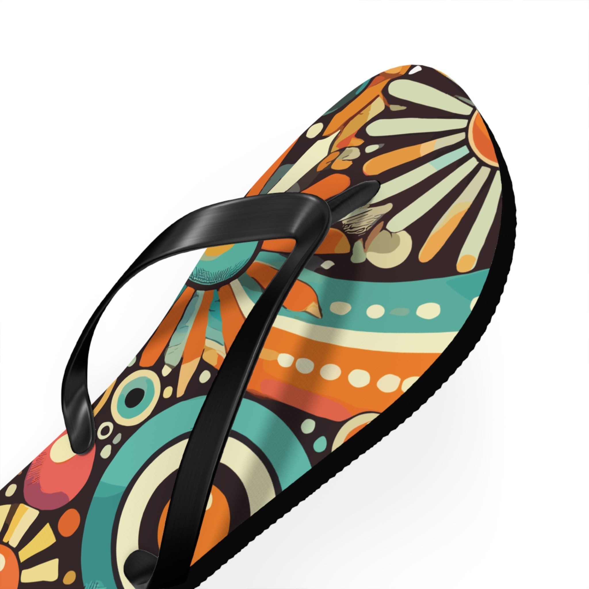 Kate McEnroe New York Groovy Orbs 70s Flip Flops, Retro Psychedelic Beach SandalsFlip Flops98737587492063124339