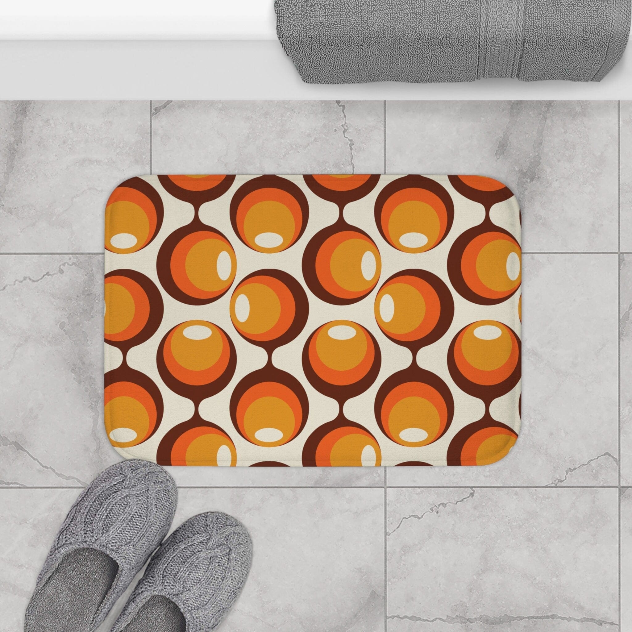 Kate McEnroe New York Groovy Orbs Bath Mat, Retro 70s Hippie MCM Style, Mid Century Modern Bathroom Decor - KM13689723Bath Mats38771392887125185388