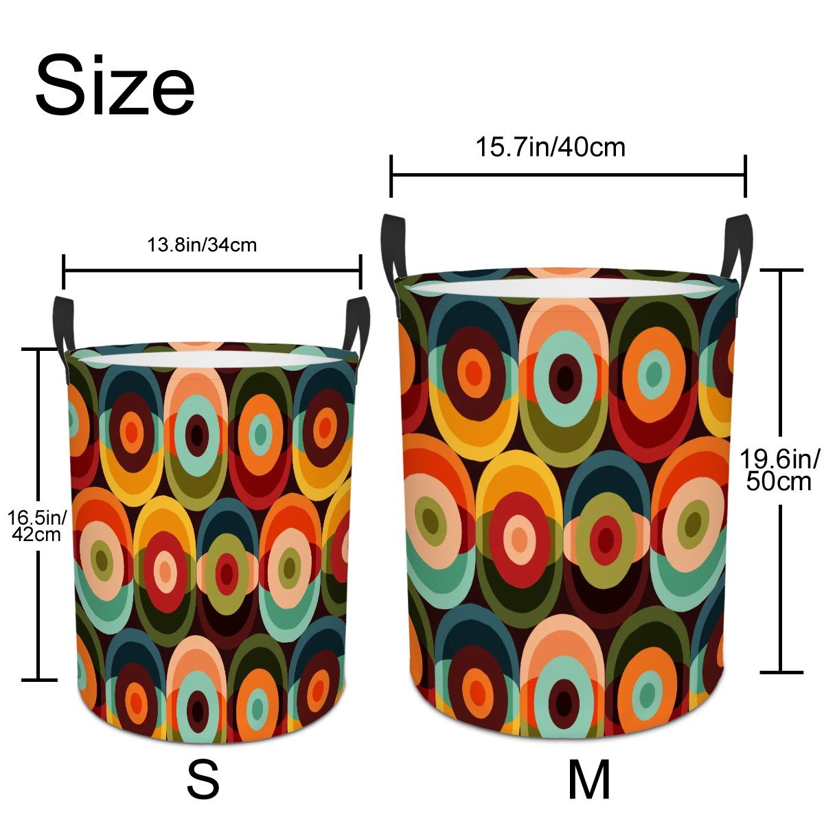 Kate McEnroe New York Groovy Orbs MCM Laundry Basket, Mid Century Modern Organizer, Retro Color Block Storage BinLaundry Baskets8G3XzJWqtx