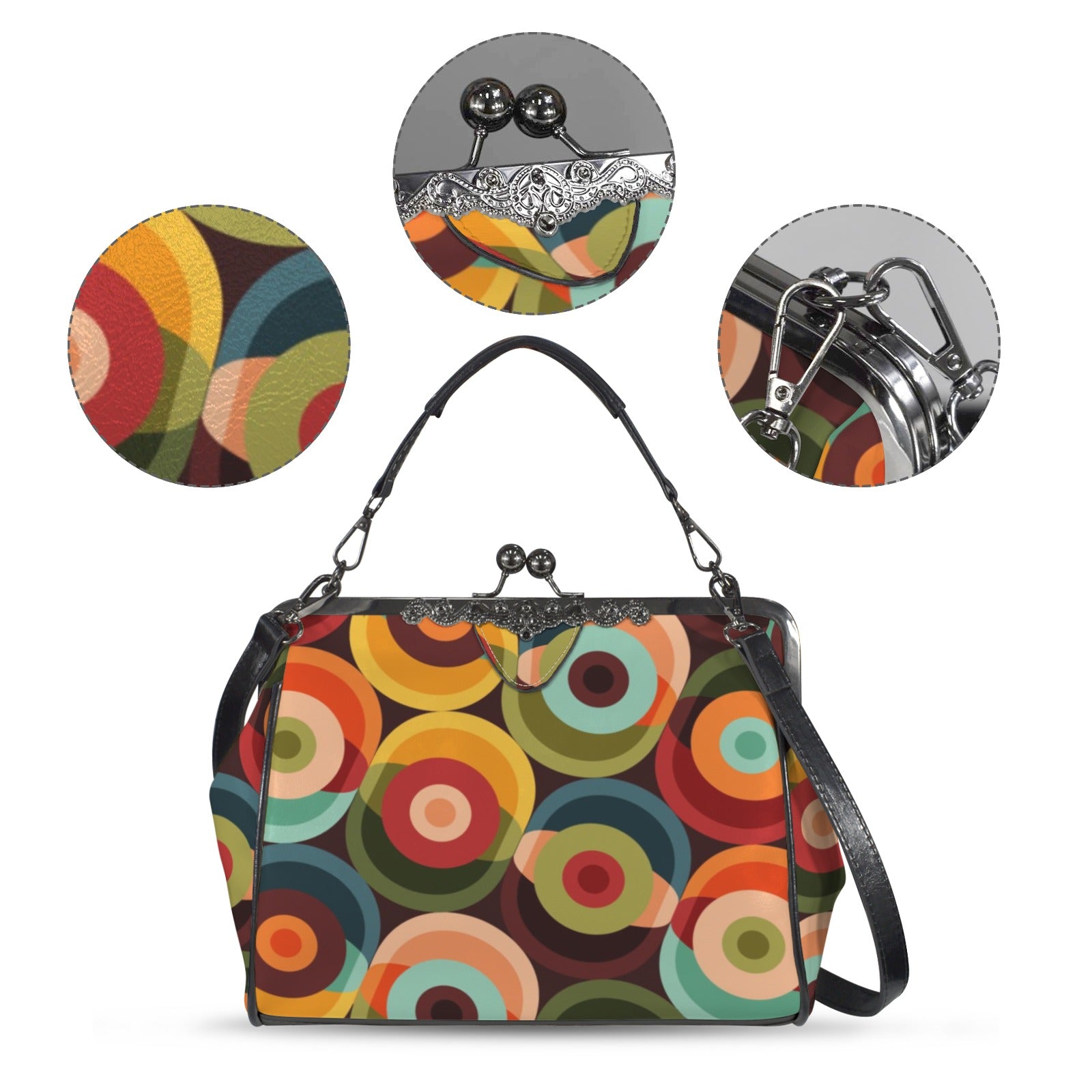 Kate McEnroe New York Groovy Orbs Mid Century Modern Kisslock Crossbody Shoulder BagCrossbody BagsD3187097