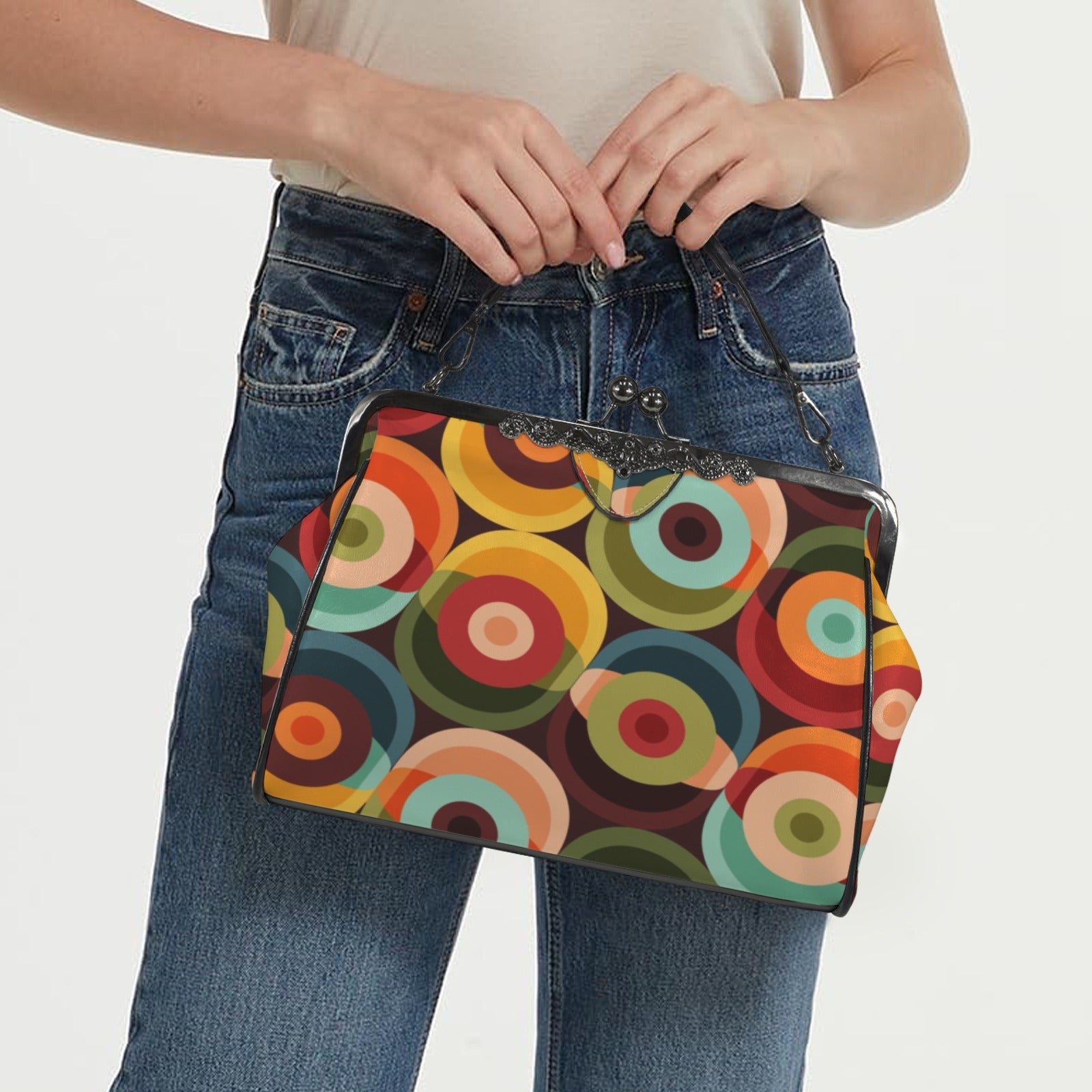 Kate McEnroe New York Groovy Orbs Mid Century Modern Kisslock Crossbody Shoulder BagCrossbody BagsD3187097