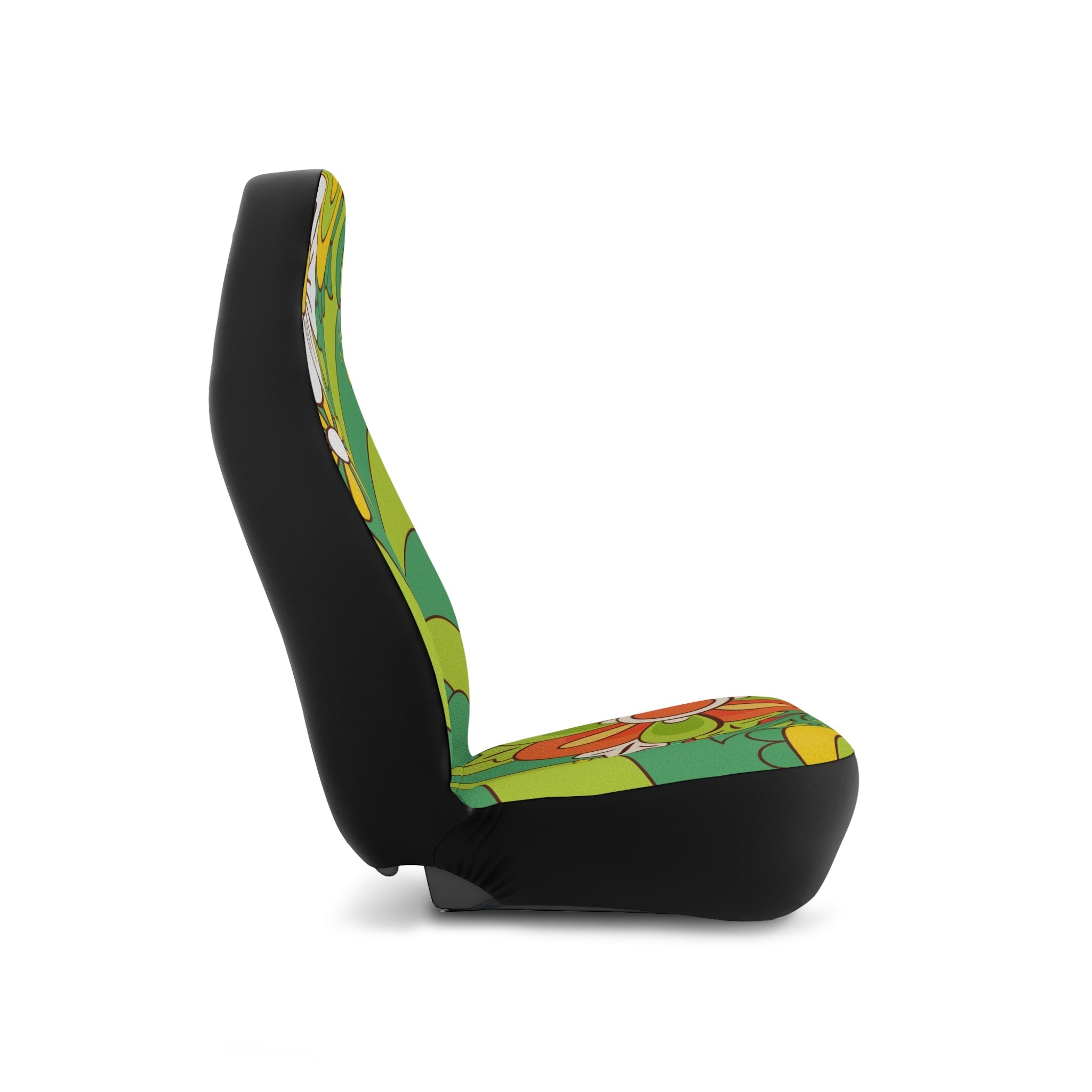 Kate McEnroe New York Groovy Psychedelic Flower Power Car Seat Covers, Retro Mid Century Modern, Neon Green Floral 70s Car Seat Protector, Funky Daisy Car DecorCar Seat Covers30399875940804756209