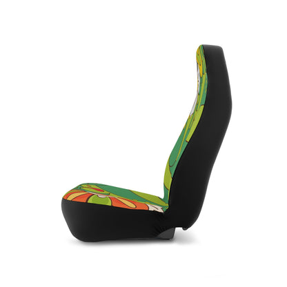 Kate McEnroe New York Groovy Psychedelic Flower Power Car Seat Covers, Retro Mid Century Modern, Neon Green Floral 70s Car Seat Protector, Funky Daisy Car DecorCar Seat Covers30399875940804756209