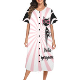 Kate McEnroe New York Groovy Retro Atomic Cat "Hello Gorgeous" Muumuu LoungewearLoungewearD2876217