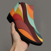 Kate McEnroe New York Groovy Retro Wave Swirl Ankle Boots, 70s MCM Women&