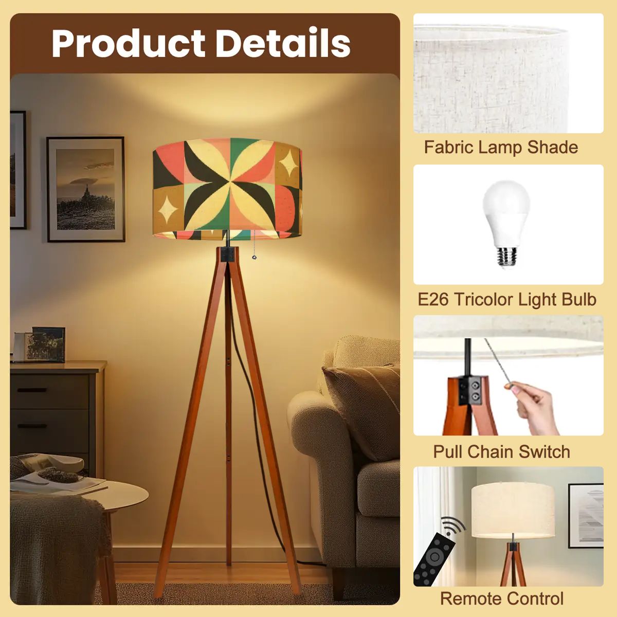 Kate McEnroe New York Groovy Starburst Mid Century Modern Retro Geometric Tripod Floor LampFloor Lamps7CLWrkNJ6N